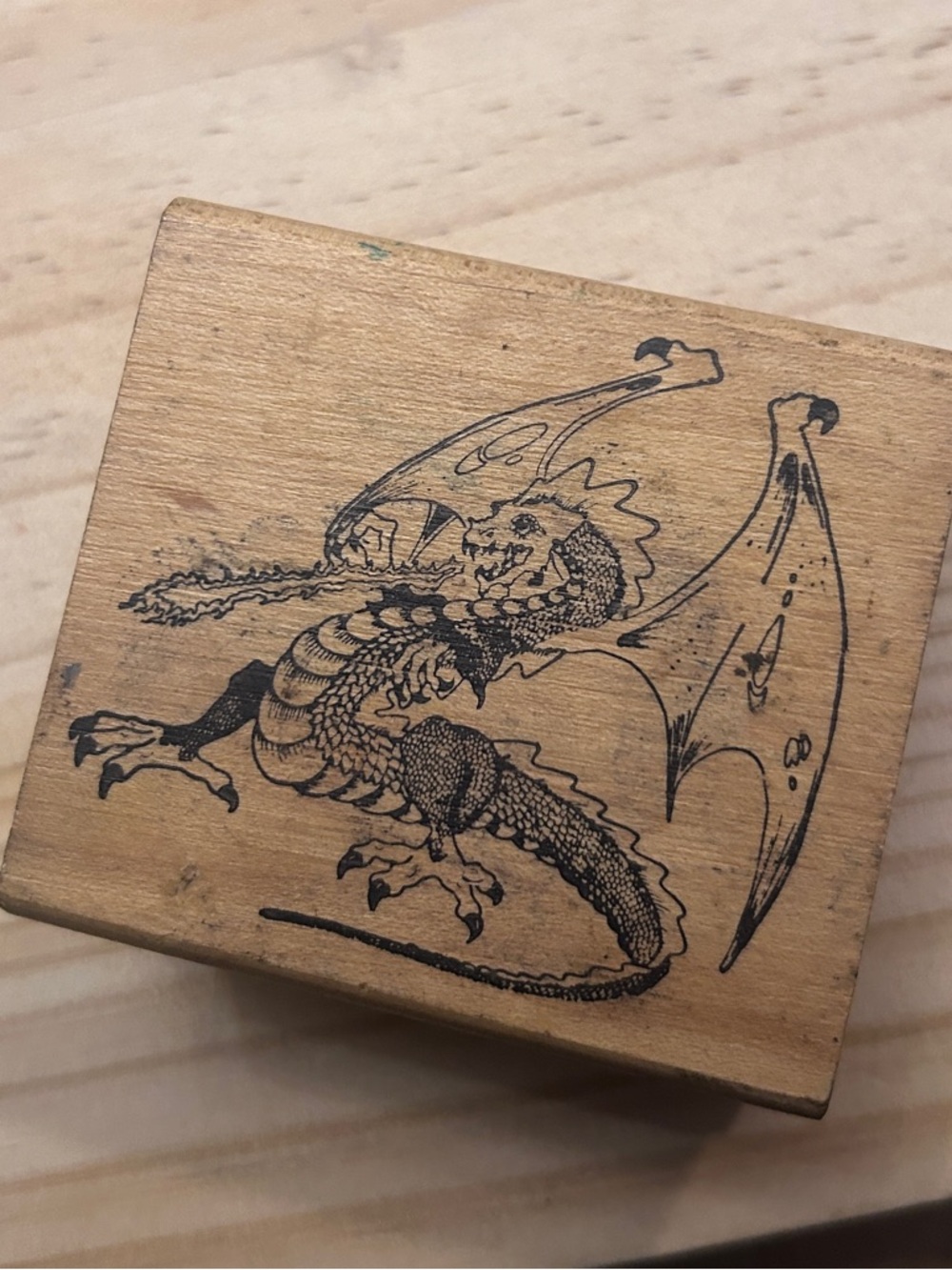Wooden Dragon Reptile rubber stamp